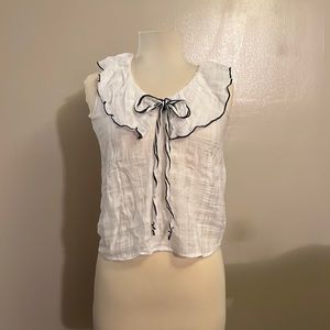 Zara sleeveless blouse with ruffle collar